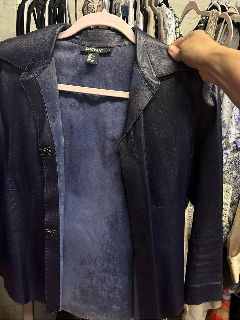DKNYNavy Leather Jacket